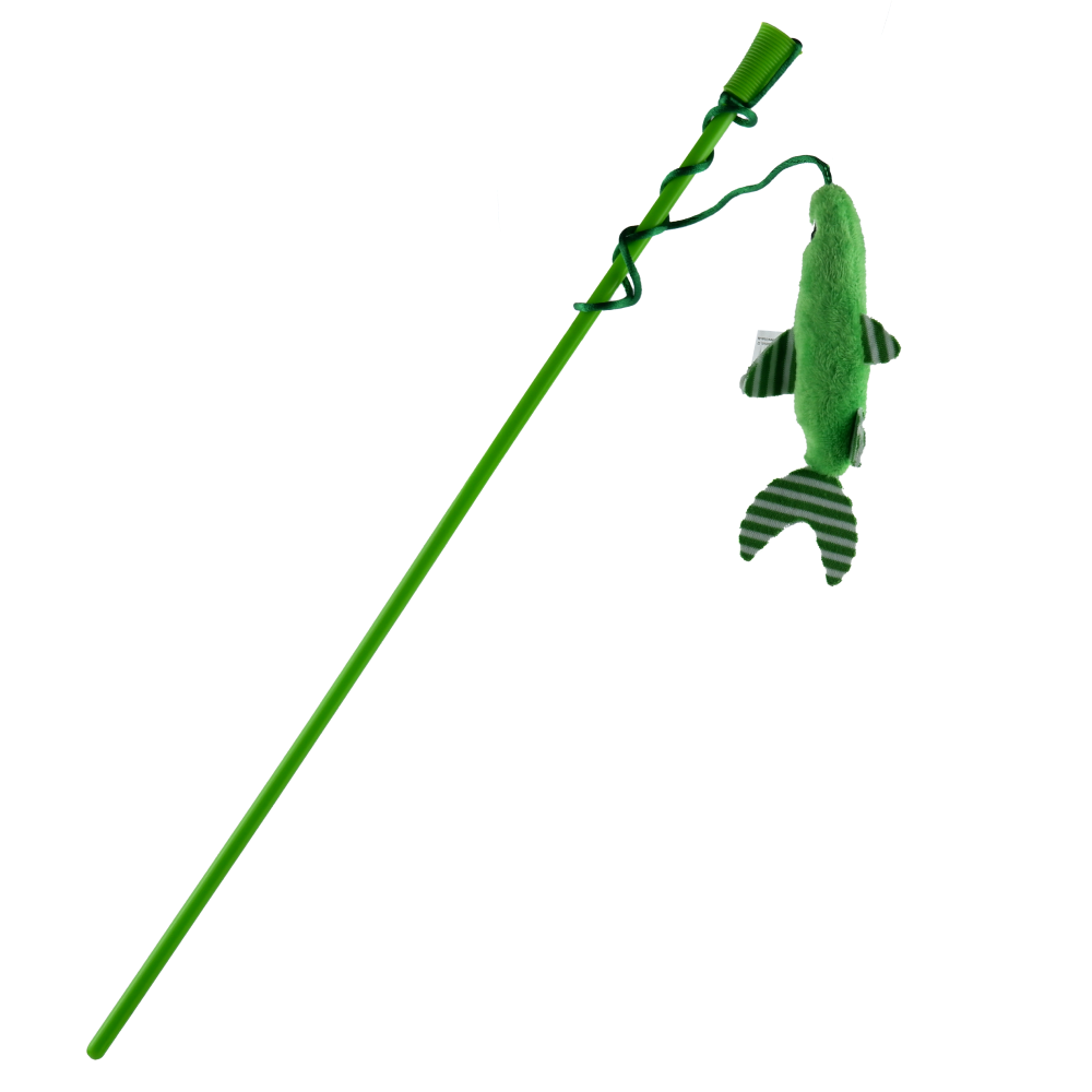 Trixie Cat Teaser With Plush Fish & Catnip Toy for Cats (Green)
