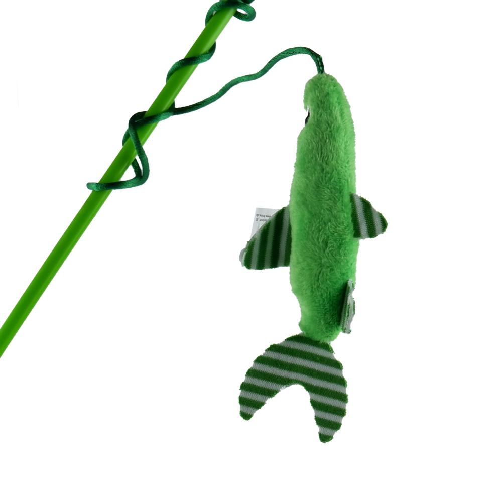 Trixie Cat Teaser With Plush Fish & Catnip Toy for Cats (Green)