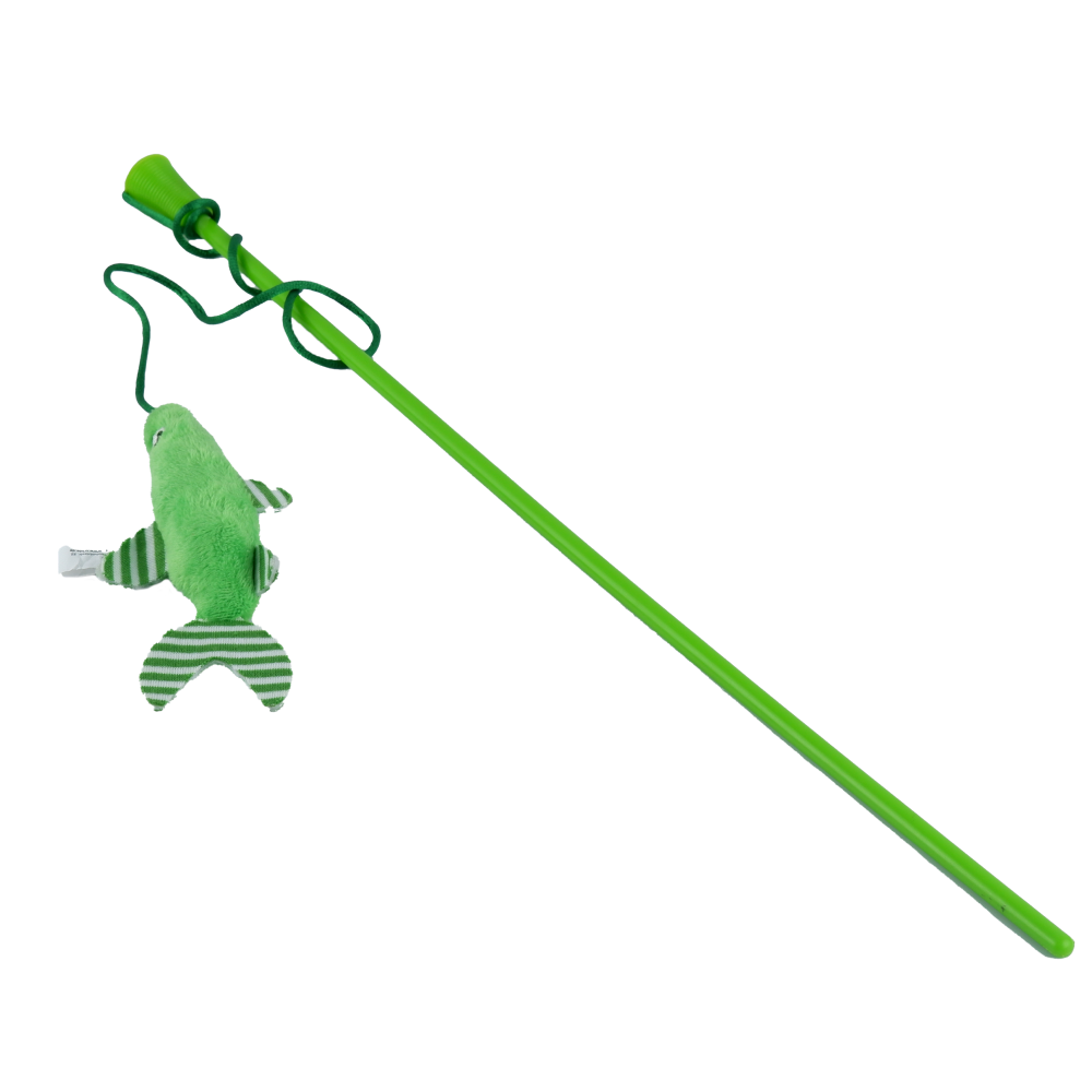 Trixie Cat Teaser With Plush Fish & Catnip Toy for Cats (Green)