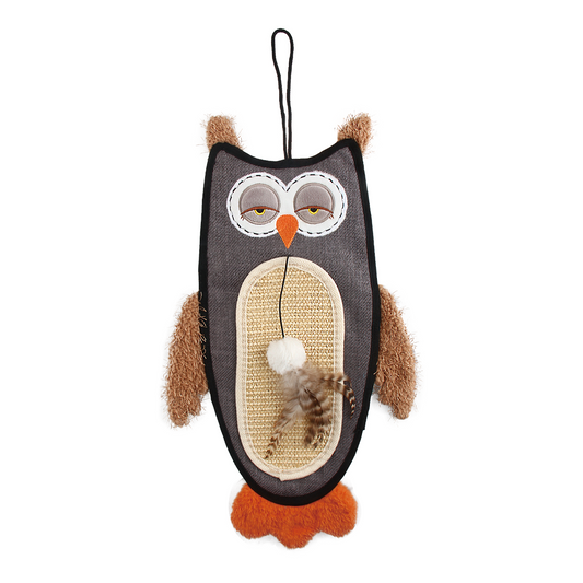 GiGwi Cat Scratcher with Catnip Owl Toy for Cats (Brown)