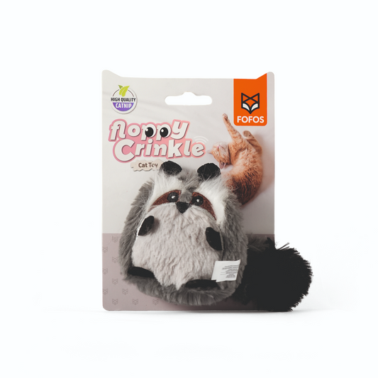 Barkbutler x Fofos Floppy Crinkle Raccoon Catnip Toy for Cats