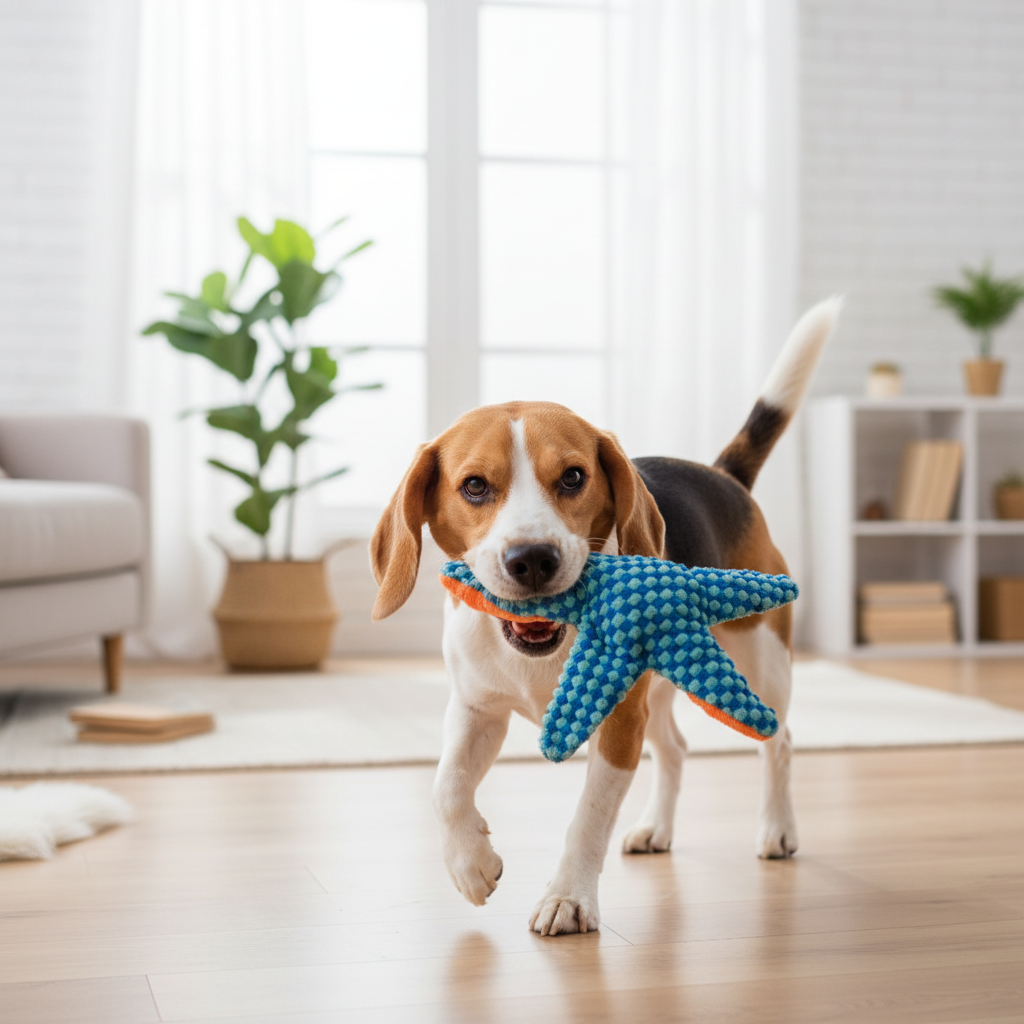 Indestructible Plush Chew Toy - Interactive Squeaky Dog & Cat Toy